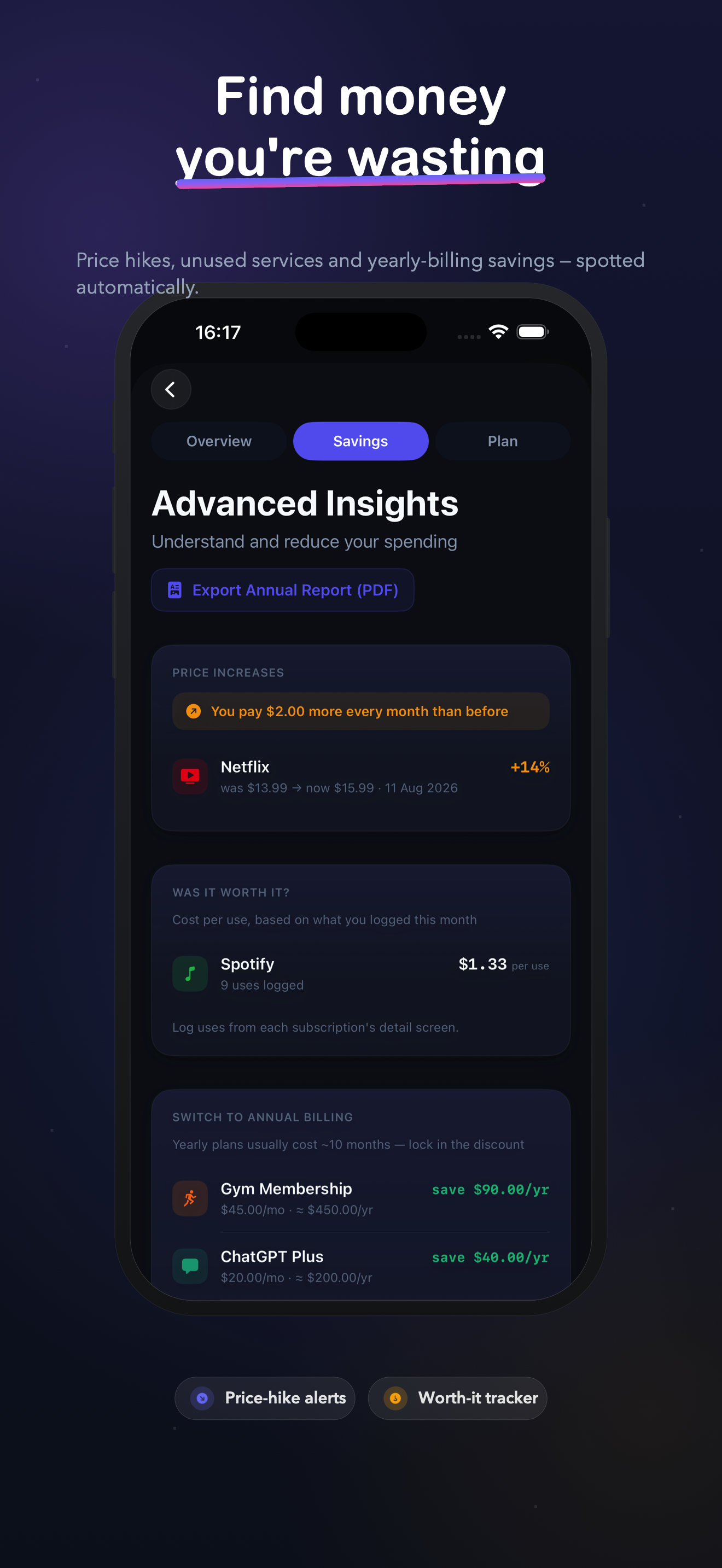 Savings insights