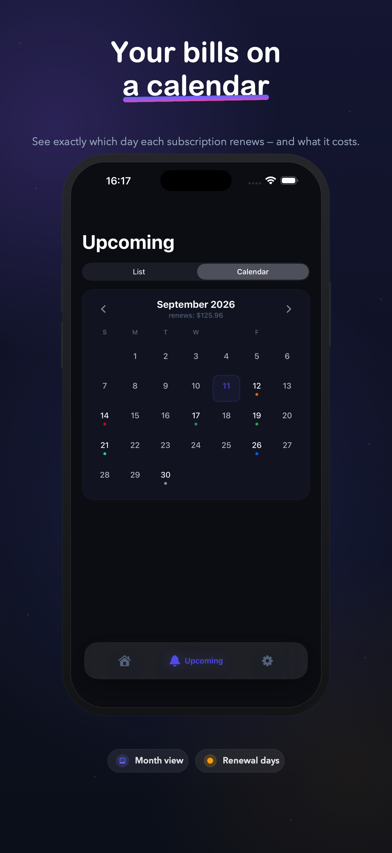 Calendar view